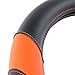 AOTOMIO Black & Orange Car Steering Wheel Cover TPE Material Durable Non-Slip Cover Universal 15 inch