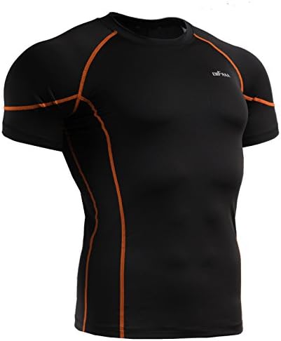 Emfraa Men Women Compression Under Cool Base Layer T Shirt Short Sleeve Black XL