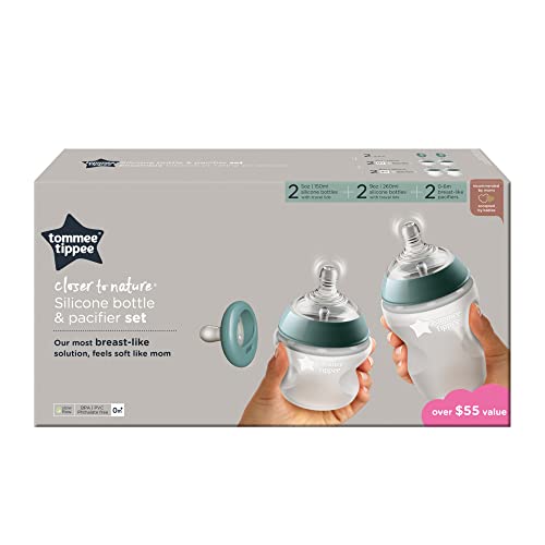 Tommee Tippee Silicone Baby Bottle and Pacifier Set Closer to Nature