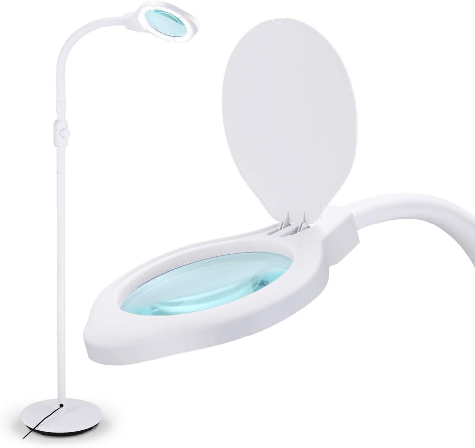 Delixike Magnifying Lamp,2X LED Lighted Magnifying Glass Floor Lamp for