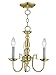Livex Lighting 5013-02 Williamsburg 3 Light POLISHED BRASS Hanging Lantern / Flush Mount Mini Chandelier.