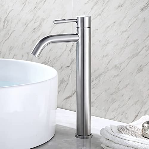 SOLVEX Mezcladora Monomando para Lavabo, Grifo para Lavabo de Baño, Mezcladora para Lavabo de Baño, Llaves para Lavabo Baño Acero Inoxidable con Líneas de Suministro, Acabado Satinado, SP-10022