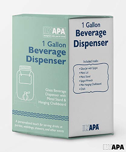 image for Ilyapa Outdoor Glass Beverage Dispenser with Sturdy Metal Base, Stainl