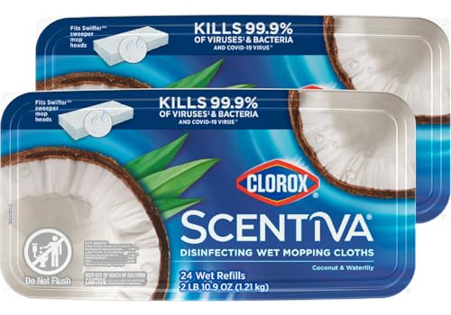Clorox Scentiva Disinfecting Wet Mop Pad, Disposable Mop Heads, Coconut