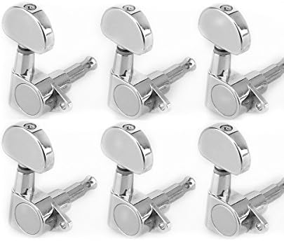 Twinbuys 6-in-line Epi Style Guitar Sealed Tuners Tuning Key Pegs Machine Head Set Right Hand for Gibson Epiphone Guitar, Half Moon Button Chrome