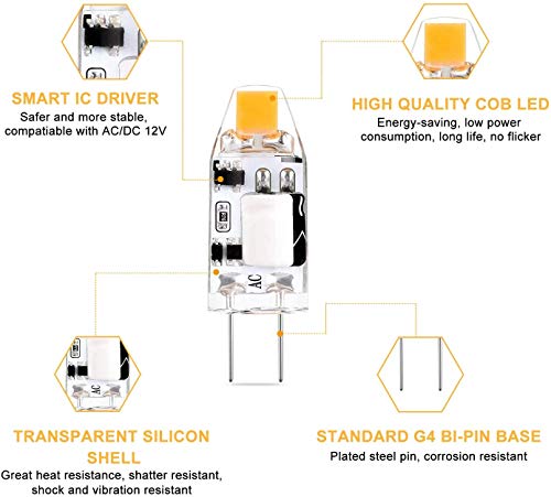 G4 LED Lampen 1.5W 150LM, Vervangt 10W 15W Halogeen Lamp, Warm Wit 2700K 12V AC/DC G4 LED Lampen, Niet Dimbaar G4 Pin… - Afbeelding 4