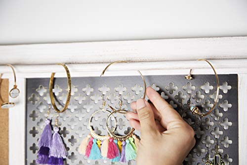 SoCal Buttercup Deluxe Rustic Jewelry Organizer Wall Mounted Wooden Jewelry Display from Organizer for Earrings/Necklaces/Bracelets/Studs/Accessories