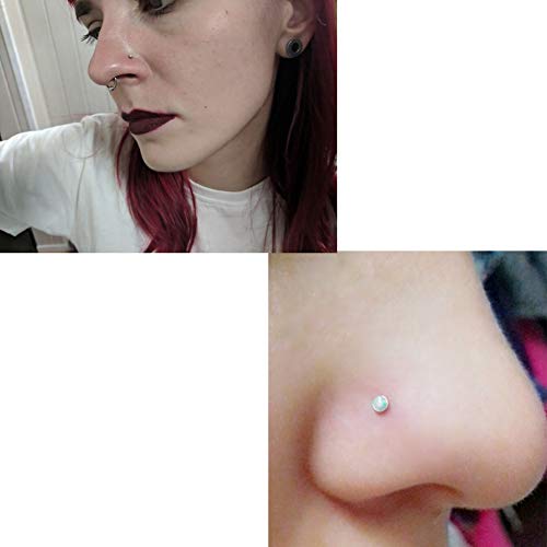 Xpircn 4PCS 20G Stainless Steel Nose Ring Studs 2mm Opal Nose Rings Screw Piercing Jewelry 4 Colors - Thumbnail 7