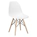 Poly and Bark Modern Mid-Century Side Chair with Natural Wood Legs for Kitchen, Living Room and Dining Room, White
