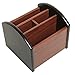 MyGift 2 Tone Black and Brown Wooden Spinning Remote Control Holder Caddy with 4 Compartments, Rotating Desktop Office Supplies Storage Organizer