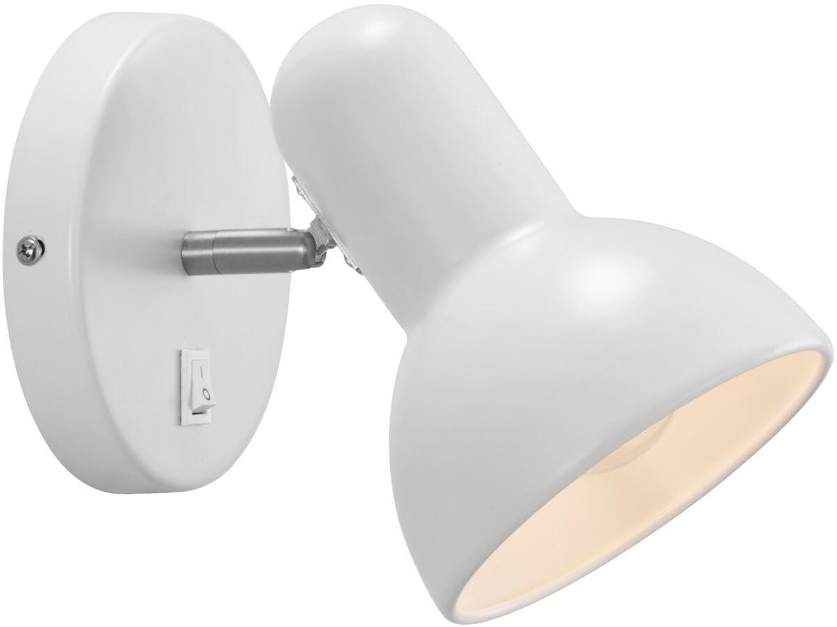 Nordlux Texas Indoor Wall Light/Wall Scones White Metal, E27 60W Plug in & Mains Hardwire -Bedroom, Living Room, Kitchen, Office, Bedside or Study. IP20, Class 2 (Double Insulated)