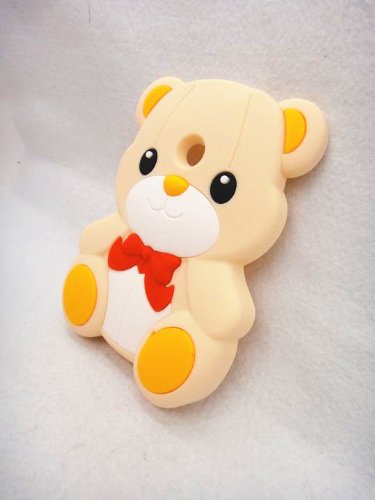 3D BOW Teddy Bear Soft Silicone Cover Case for NOKIA lumia 520 N520 CREAM