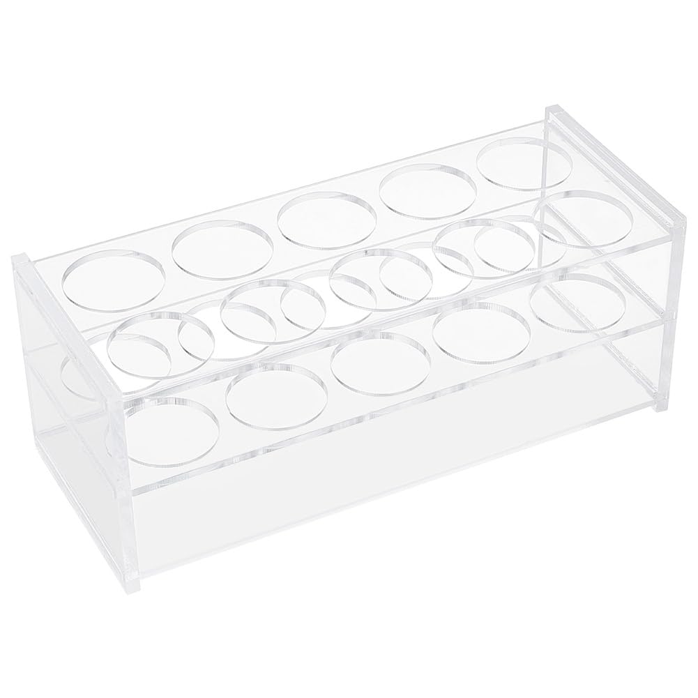 Photo 1 of OLYCRAFT 10 Sockets Acrylic Clear Test Tube Rack 1.2 Inch Hole Transparent Acrylic Test Holder Rack Centrifuge Tube Holder Labortory Display Stands for 50ml Test Tubes Chemistry Laboratory