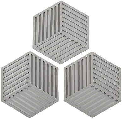 Silicone Trivet Set For Hot Dishes, Table Mats | Bowl Mats | Dish Mats and Coasters Insulated Flexible Durable Non Slip Coasters Hot Pads,Set of 3 (Grey)