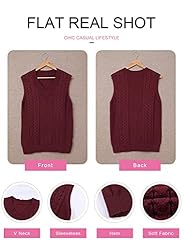 EVALESS Womens Plus Size Red Sweater Vest V Neck
