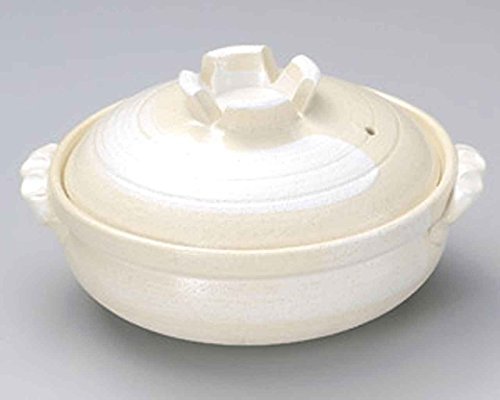 Click Here to See More Images White Brush for 3-4 persons 9.8inch Donabe Japanese Hot pot White Ceramic Made in Japan