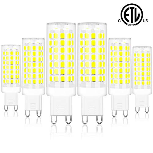 Comzler G9 Bi Pin Base 6W LED Bulbs Daylight White 6000K – G9 Base Bulbs for Chandeliers, Home Lighting, 60W Halogen Equivalent, Non-dimmable, 600LM, Pack of 6