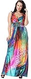 Jusfitsu Women's V-Neck Floral Printed Beach Boho Maxi Dress Plus Size