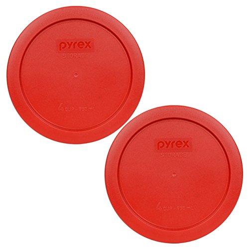 Pyrex Bundle Items: 7201-PC 4-Cup Red Plastic Food Storage Lids