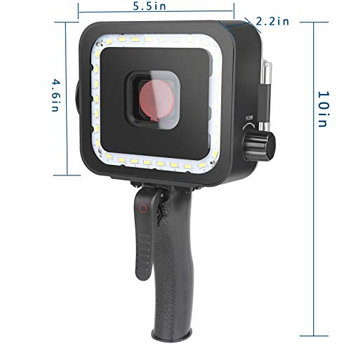SHOOT 900LM Scuba Diving Light for GoPro HERO7 Black/HERO6/HERO2018/HERO5 Black - Built-in Waterproof Case,Rechargeable Battery,Red Filter and Shutter Trigger