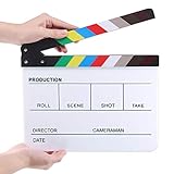 Hilitchi Acrylic Plastic Slate 25x30cm/10x12" Dry Erase Director's Film Clapboard Cut Action Scene Clapper Board Slate with Color Sticks