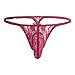 YiZYiF Men's Jacquard Lace See-Through Sissy Pouch Underwear (Wine Red, Medium)