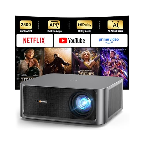 HAPPRUN 2500 ANSI Lumens Outdoor Projector Built-in