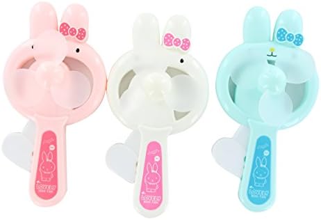 QuStars Valued Pack 3 Portable Hand Press Cooling Cartoon Animal Mini Toy Hand-held Fan (Rabbit)