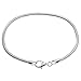 Queenberry Sterling Silver Snake Cable Bracelet with Lobster Clasp For European Bead Charms