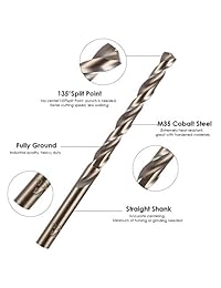 AMOOLO M35 - Juego de brocas para taladro (13 piezas, acero inoxidable, hierro fundido, 1 16"-1 4")