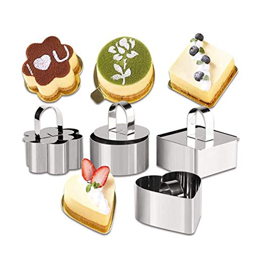 GRETAL 4PCS Stainless Steel Mousse Mould Mousse Ring For Cheese Baking Ring Cupcake Salad Dessert Die Mousse Ring Cake Cheese Tool