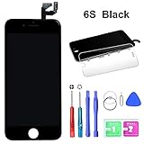 HTECHY Screen Replacement Compatible for iPhone 6S Black 4.7 Inch - LCD Screen Display Touch Digitizer Frame Assembly Set 3D Touch, Complete Repair Tools Detailed Instructions