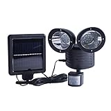 TechKen Solar Lights Outdoor Security Light Dual Head Solar Motion Sensor 22 LED Waterproof Outdoor Lamp Light Bright White Garden Light (Adjustable) (Black)
