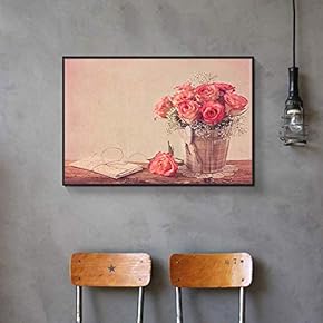 Floating Framed Canvas Wall Art for Living Room, Bedroom Retro Flower Canvas Prints for Home Decoration Ready to Hang - 16x24 inches