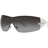 Versace VE2054 Wrap Square Sunglasses for Men for Women | In Silver &amp; Gunmetal. Bonus kit: cleaning spray, cloth, screwdriver &amp; mirror. Lightweight durable frame.