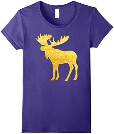 Womens Gold Glitter MOOSE T-Shirt For MOOSE lover XL Purple