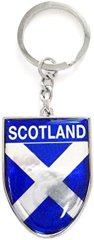 Scottish St. Andrews Saltire Flag with Scotland Large Shield Keyring Charm