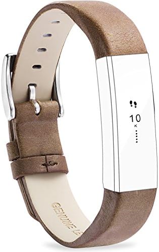 FITEEN Leather Bands for Fitbit Alta and Fitbit Alta HR Strap Style,Small Large-Tan