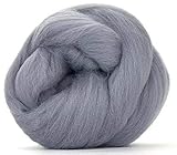 4 oz Paradise Fibers 64 Count Dyed Ash (Gray) Merino Top Spinning Fiber Luxuriously Soft Wool Top Roving for Spinning with Spindle or Wheel, Felting, Blending and Weaving