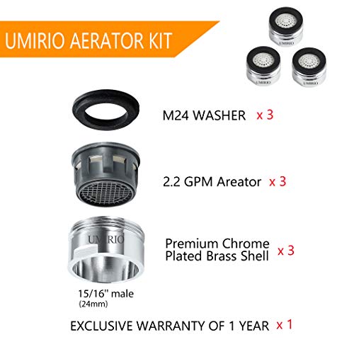 Bathroom Faucet Aerator Replacement High Flow Kitchen Faucet Aerator Attachment Kitchen Sink Faucet Filter Head Dishwasher Faucet Adapter Faucet Screen Replacement Faucet Parts, Standard Size, 3 Pack - Thumbnail 5