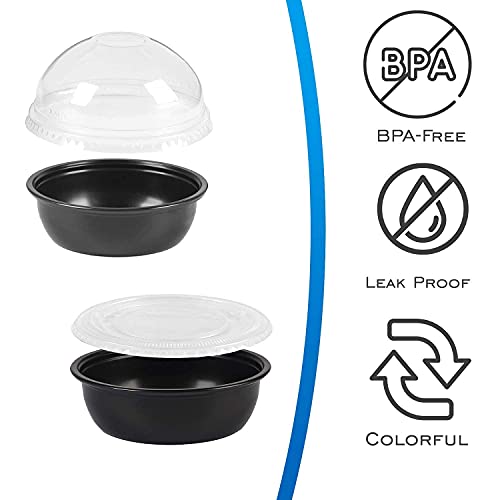 EDI Black Wide Disposable Plastic Portion Cups/Souffle Cups with Lids
