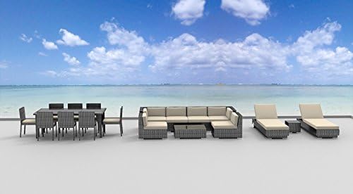 Urban Furnishing.net - 19 Piece Outdoor Dining and Sofa Sectional Patio Furniture Set