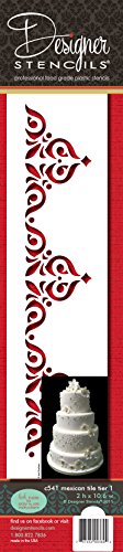 Designer Stencils C541 Mexican Tile Cake Stencil Tier 1, Beige/semi-transparent