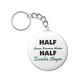 Half Human Resource Worker Half Zombie Slayer Keychain