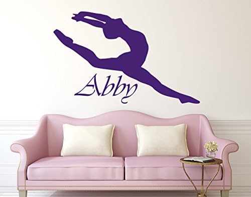 Cbojiuy Ballerina Name Wall Decal Custom Personalized Girls Name Decor Acrobatics Ballet Dancer Gymnastics