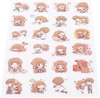 SOURBAN 6 Sheets Cartoon Couple Sticker Scrapbook Album Book Daily Life Decoration Sticker