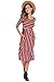 Halife Women's 3 4 Sleeve Stripe Elastic Waist Casual Dress with Pocket