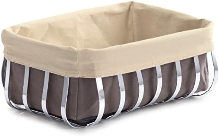NEW, 12.5" x 9.5" x 5" Lined (Rectangular) Stylish Bread/Dinner Roll Basket, Restaurant Style, Stainless Steel - 1 Piece