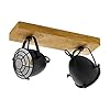 EGLO Gatebeck plafondlamp met 2 fittingen, vintage, industrieel, retro, plafondspot van staal in zwart en hout, naturel…
