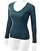 Doublju Women Basic Designed Long Sleeve V-neck Slim Fit T-shirt